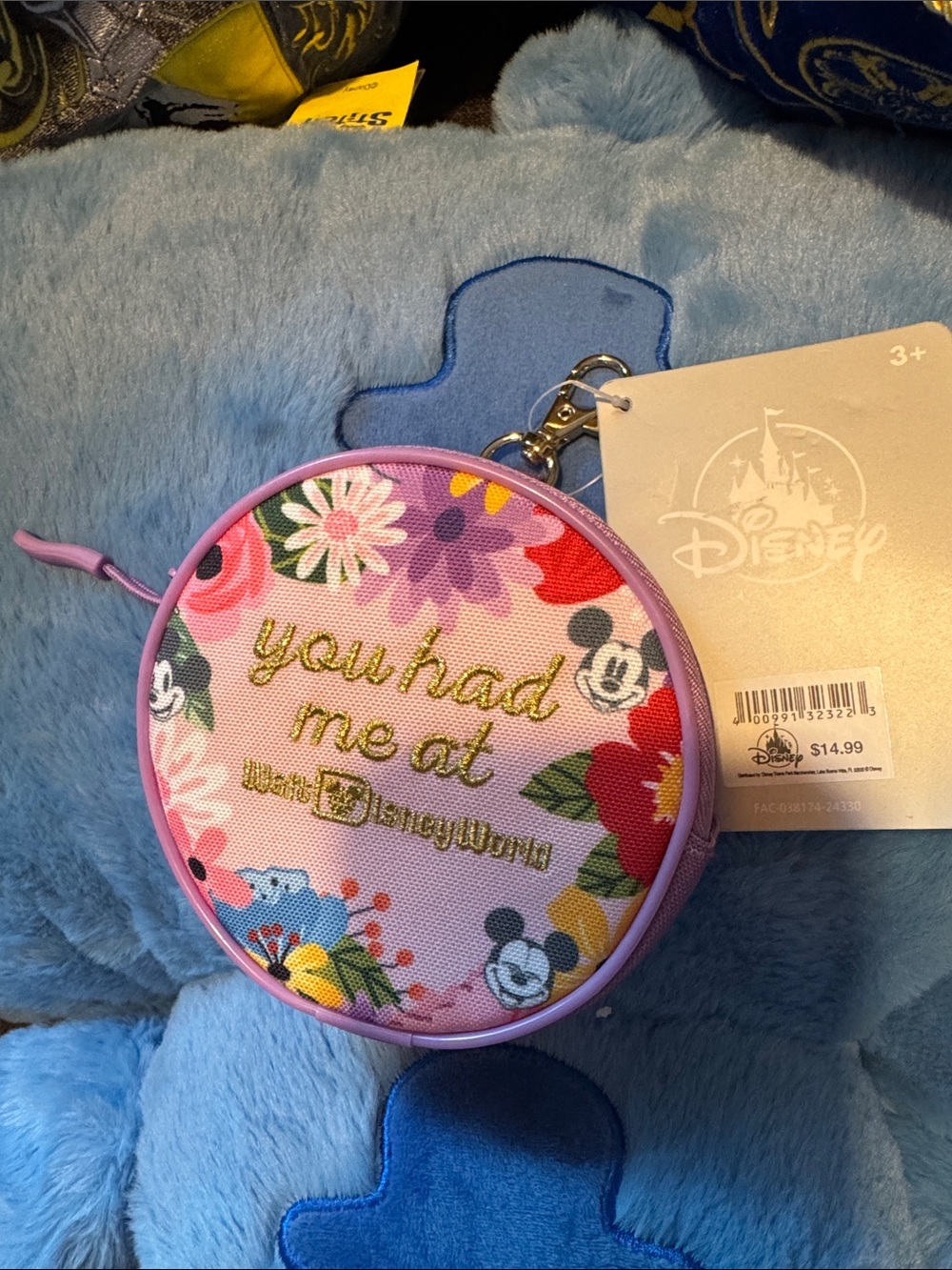 DisneyPink Floral 'You Had Me at Walt Disney World' Coin Pouch NWT